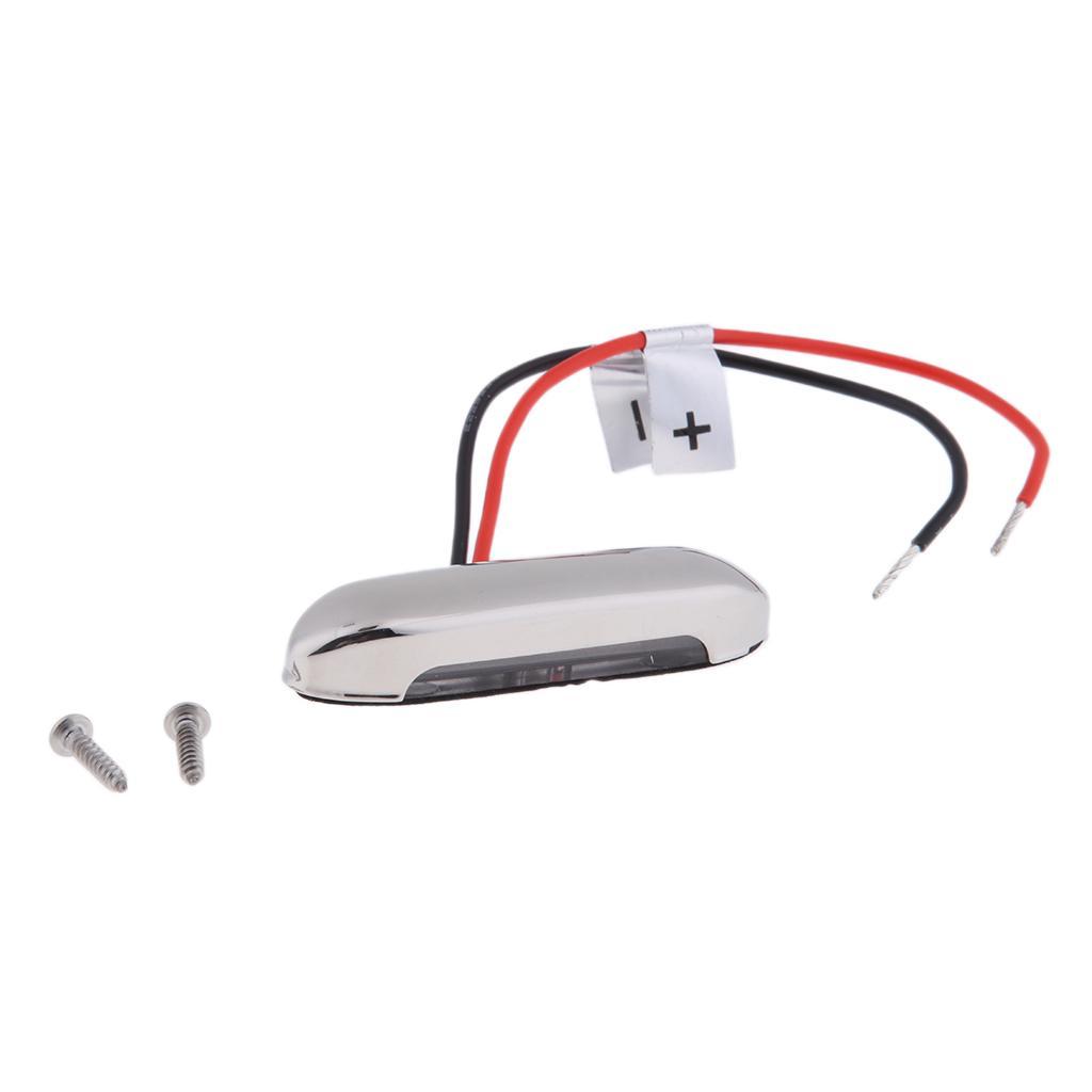 2x12V Oblong RV Boat Blue LED Step Stair Light Stainless Steel Clear Lens