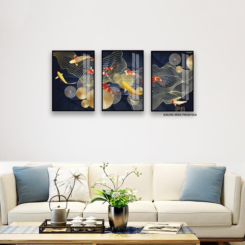 Set 3 Tranh Tráng Gương Pha Lê Decor Tranh Cá Nghệ Thuật Trang Trí Phòng Khách Sang Trọng Đẳng Cấp PGPLTGN30