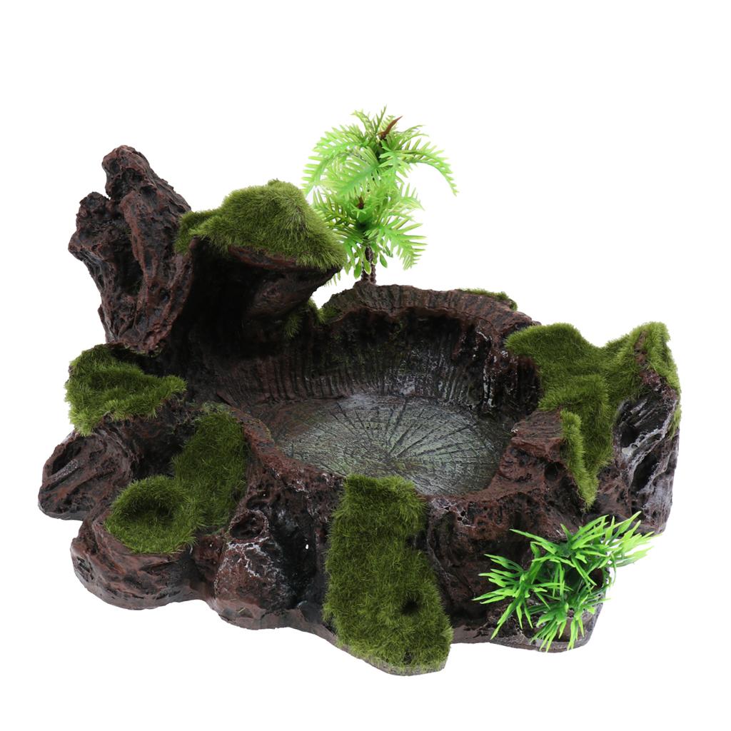 Nhựa Rock Bowl Bát Thức ăn Nước Cho đĩa Bể Chứa Terrarium