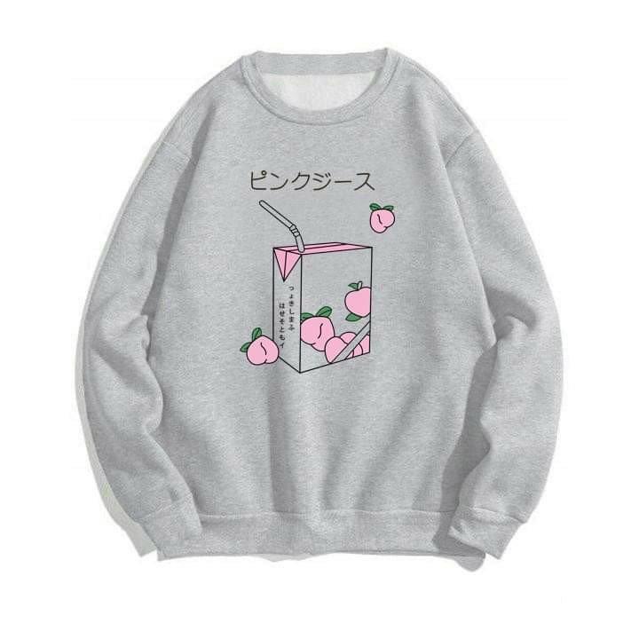 Áo sweater nữ thun nỉ dày mịn in hộp sữa trái đào siêu cute cá tính dễ thương
