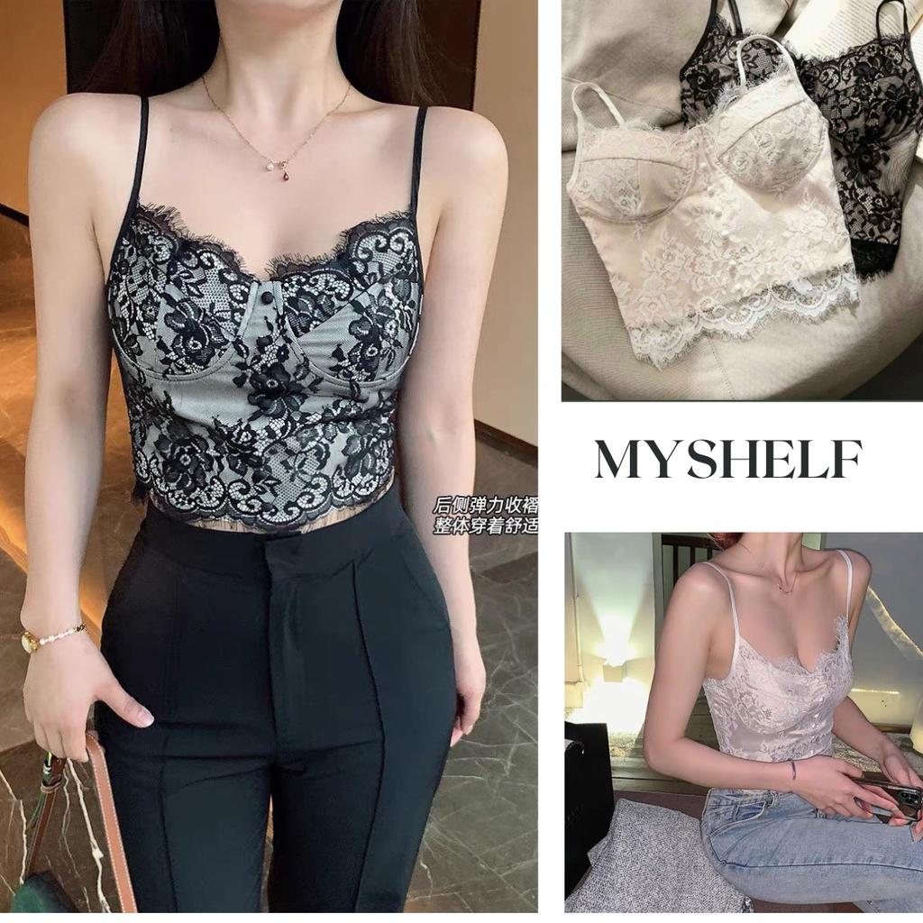 M15. Áo 2 dây ren sẵn mút ngực sang chảnh, áo kiểu nữ bra ren đẹp sang chảnh 2022