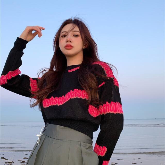 Hình ảnh Áo sweater len dệt kim dáng ngắn cao cấp thời trang Hàn Quốc - Hàng cao cấp