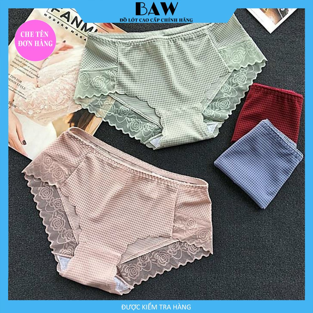 Bộ 5 Quần Lót Nữ vải su viền ren mềm mại xuyên thấu gợi cảm 5 màu lựa chọn Onesize 40-60kg thương hiệu BAW NT102