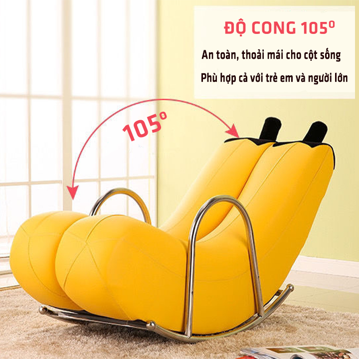 Ghế Sofa lười bập bênh hình quả chuối - Sofa bập bênh da PU đệm bọt biển cao cấp, khung thép chắc chắn