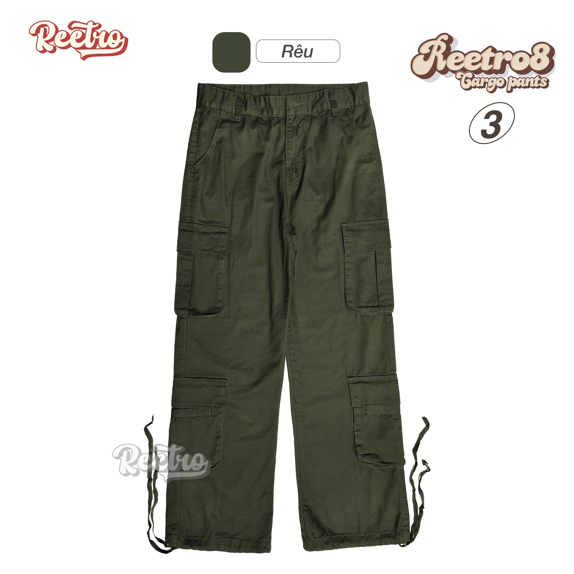 Quần Kaki Túi Hộp Nam Nữ Reetro 8 - Đặc Biệt Nhiều Túi - Quần Cargo Pants Ống Rộng