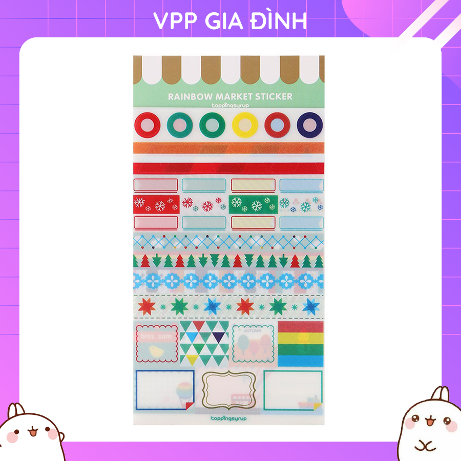 Bộ 6 Tấm Nhãn Dán Sticker Trang Trí Ghi Chú Đủ Màu Sắc