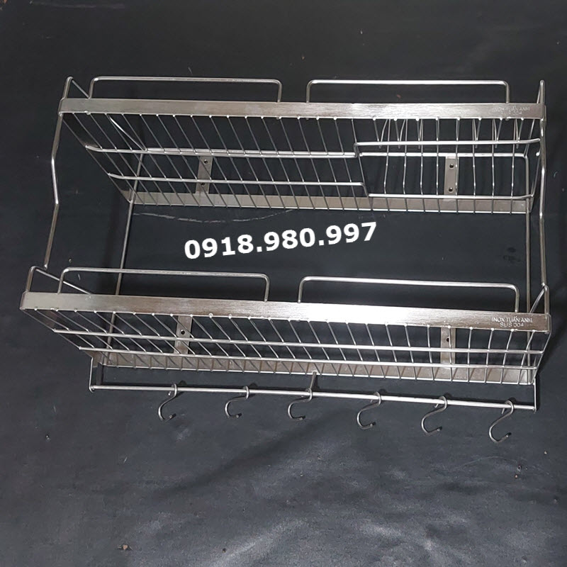Kệ úp chén bát inox 304 - Kệ chén dĩa inox 304 2 tầng treo tường KC2T567