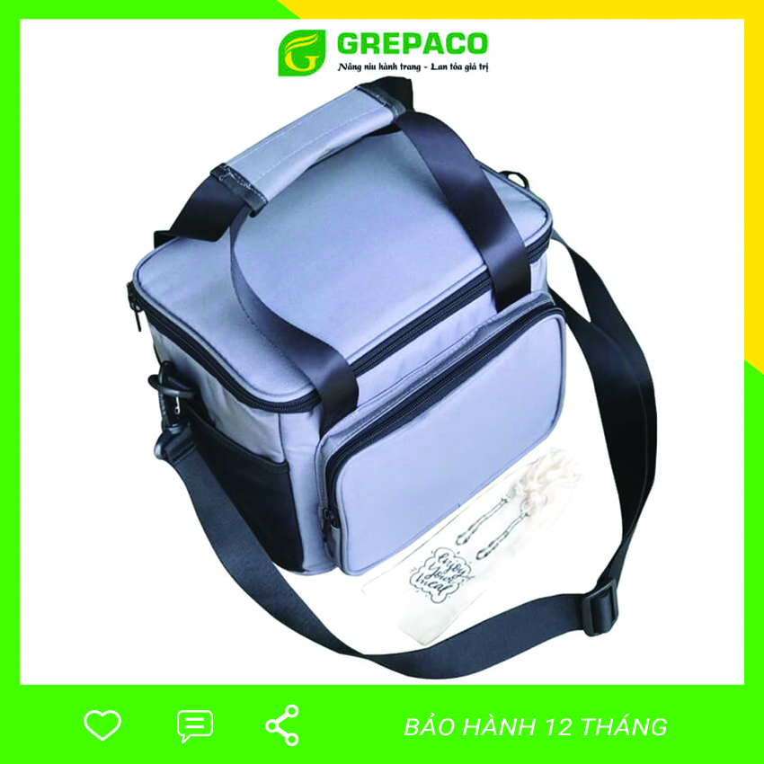 Túi Đựng Hộp Cơm Giữ Nhiệt Grepaco Nóng Lạnh Nhiều Ngăn Đựng Đồ Thức Ăn Văn Phòng, Du Lịch – Vải Bố Canvas, Kích Thước Size To (Cỡ Lớn), Kiểu Giỏ Xách Và Quai Đeo Vai Thời Trang Nam Nữ - Tặng Túi Đựng Muỗng Nĩa - Hàng Chính Hãng