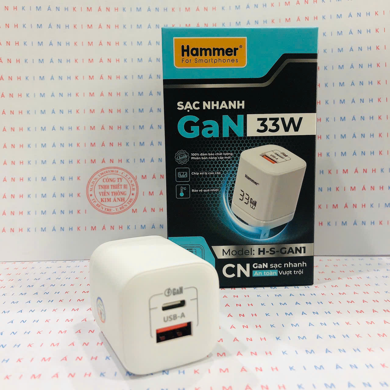 Củ sạc nhanh Ham.mer GaN ( H-S-GAN1) công suất 33W có 2 cổng sạc USB + C , Check Qr hàng chính hãng bảo hành 1 năm