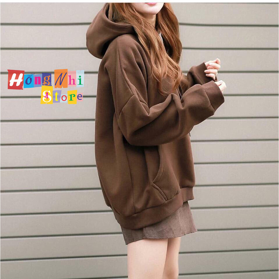 Áo Hoodie Trơn Màu Nâu Cao Cấp Dáng Rộng Unisex Nam Nữ Mặc Được - MM