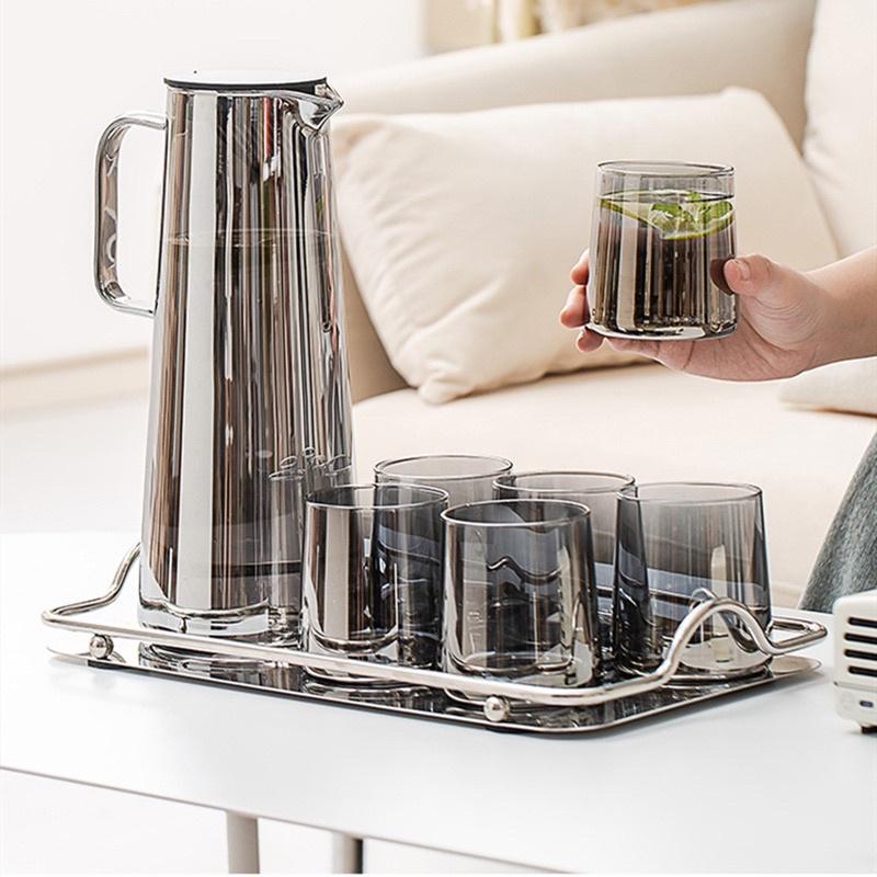 Bình đựng nước 1.8L thủy tinh xám khói . Bộ bình cốc thủy tinh cao cấp chịu nhiệt