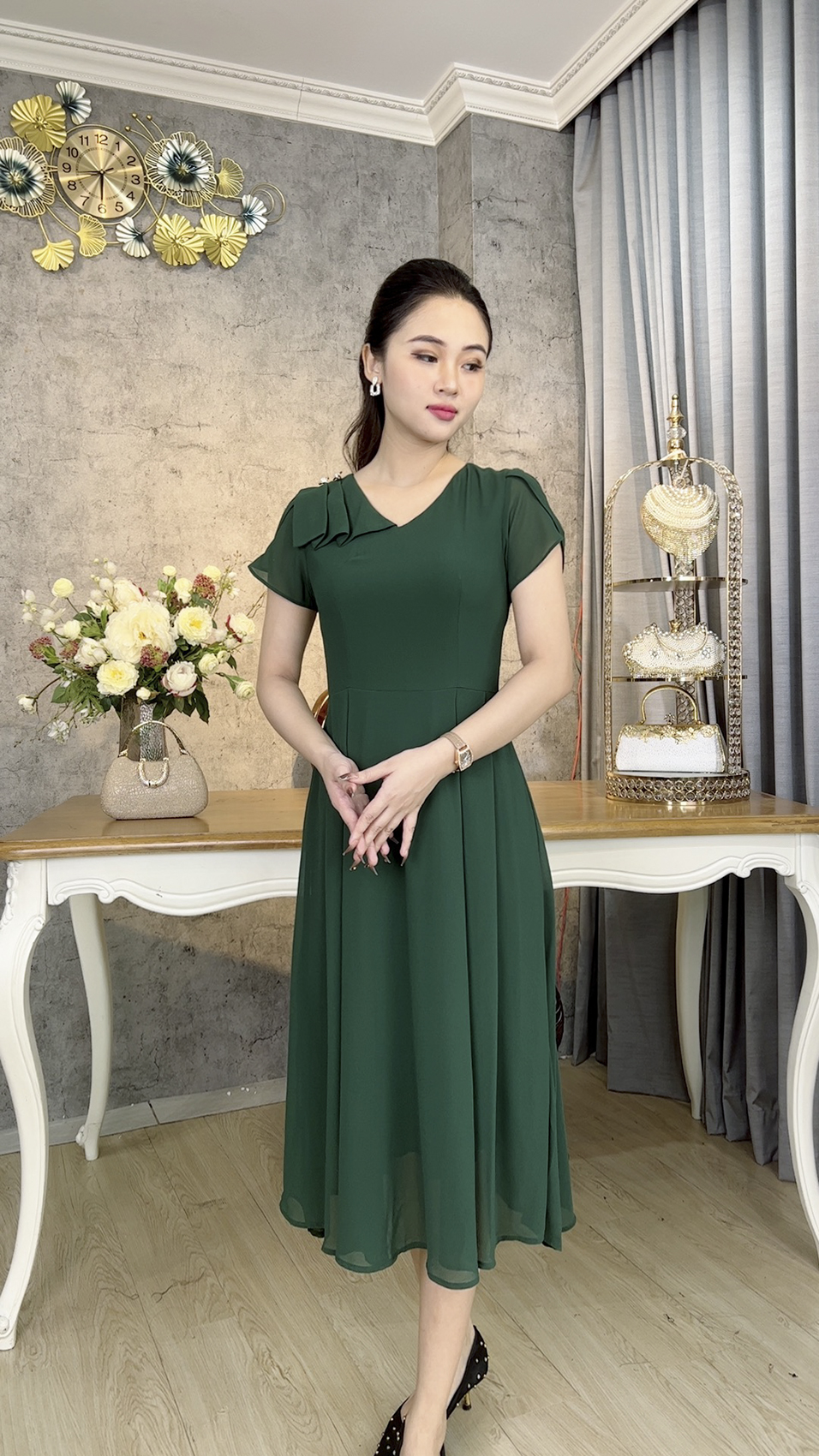 Đầm Trung Niên [ Linh Trà ] (TM 1010) Trẻ Trung Thiết Kế Trang Nhã Thanh Lịch Bigsize Đi Làm Đi Tiệc Cho Bà Cho Mẹ U50