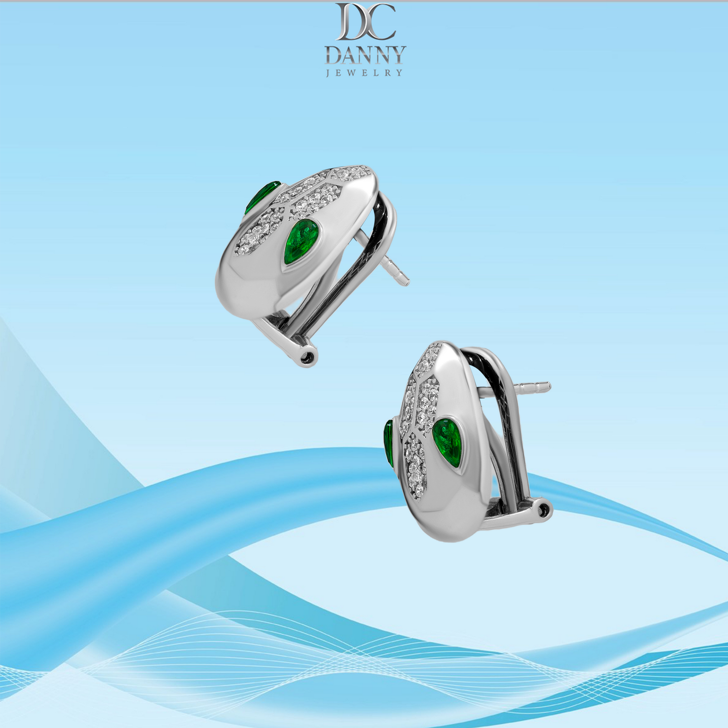 Bông Tai Nữ Danny Jewelry Bạc Thổ Nhĩ Kỳ Xi Rhodium Biểu Tượng Đầu Rắn Đính Đá CZ &amp; Đá Zircon BT008TNK