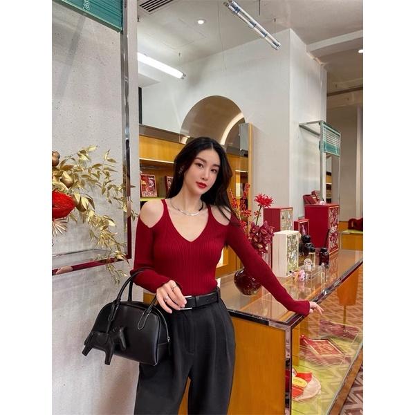 Áo len tay dài khoét 2 bên vai cúp ngực cao cấp