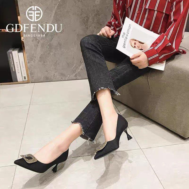 Giày Cao Gót 7 Phân Da Lì Đính Mặt Vuông 73223_153173