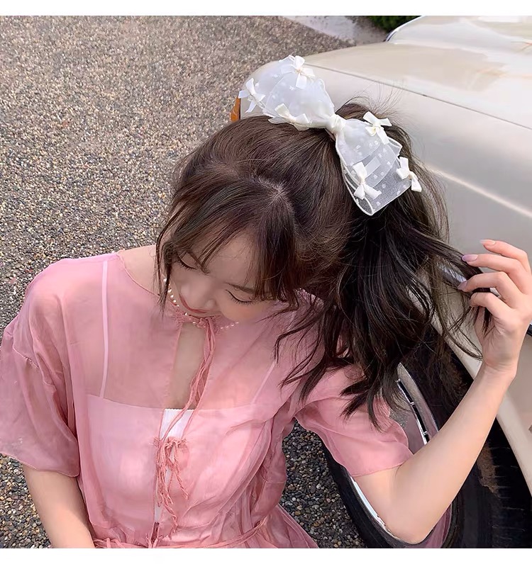 Kẹp tóc nơ tiểu thư - kẹp tóc nơ ren ullzang hàn quốc mẫu mới hot hit