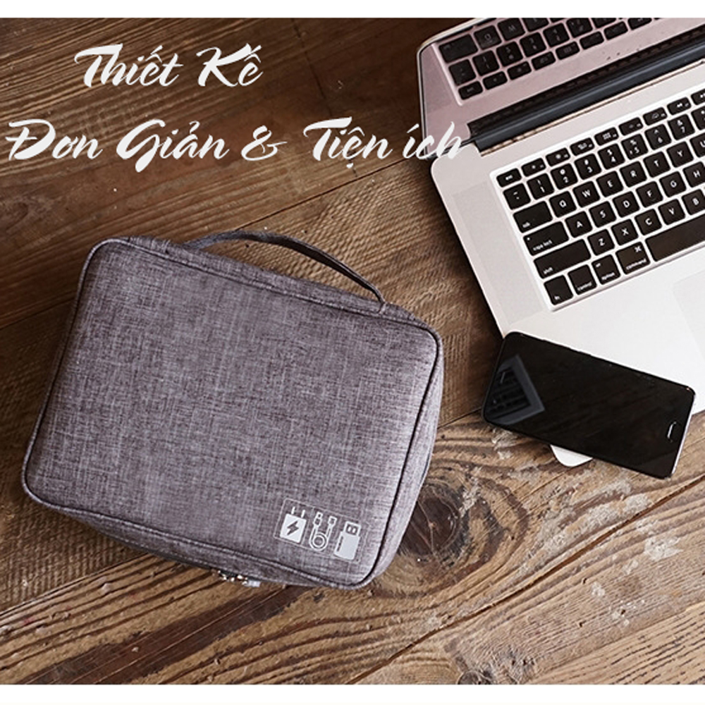 Túi đựng phụ kiện điện thoại 2 ngăn lớn cải tiến kích thước 27cm nhiều ngăn chống nước, chống sốc - Hàng chính hãng D Danido