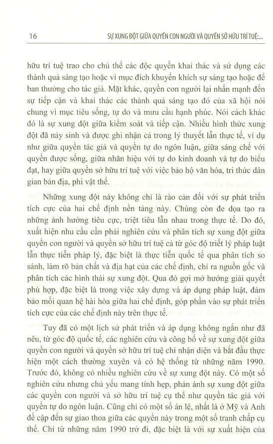 Sự Xung Đột Giữa Quyền Con Người Và Quyền Sở Hữu Trí Tuệ - Tiếp Cận Từ Triết Lý Pháp Luật Và Thực Tiễn Pháp Lý (Sách chuyên khảo)