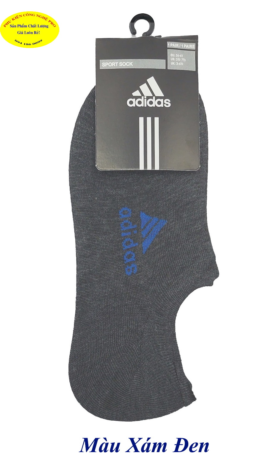 Tất Vớ lười Nam In chữ adidas Chất liệu thun cotton co giãn, Thấm hút mồ hôi, Bảo vệ đôi chân Sport sock