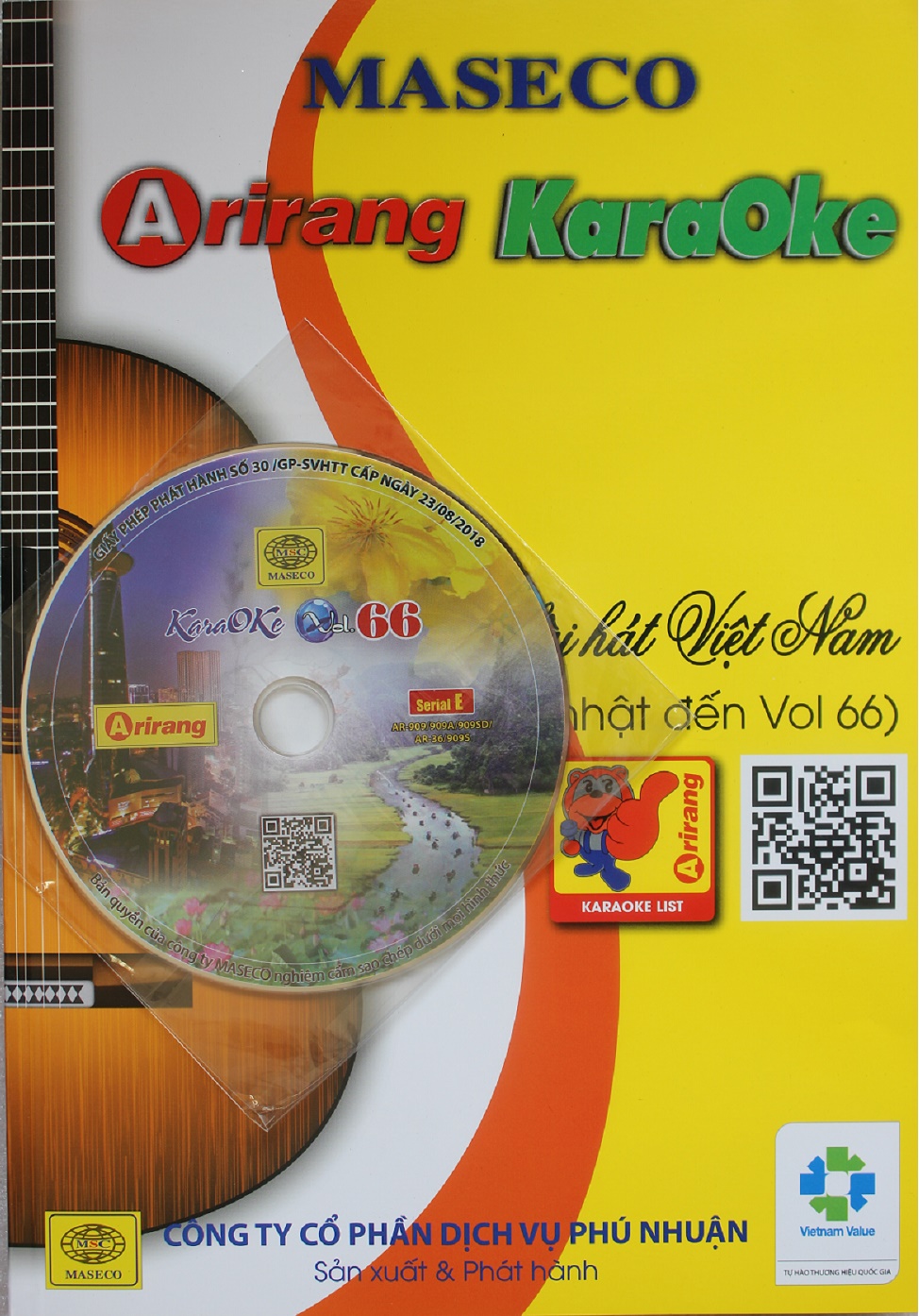 Đĩa Karaoke Arirang mới nhất Vol 66 (SERIAL E) + Tặng kèm sách list nhạc-Hàng chính hãng