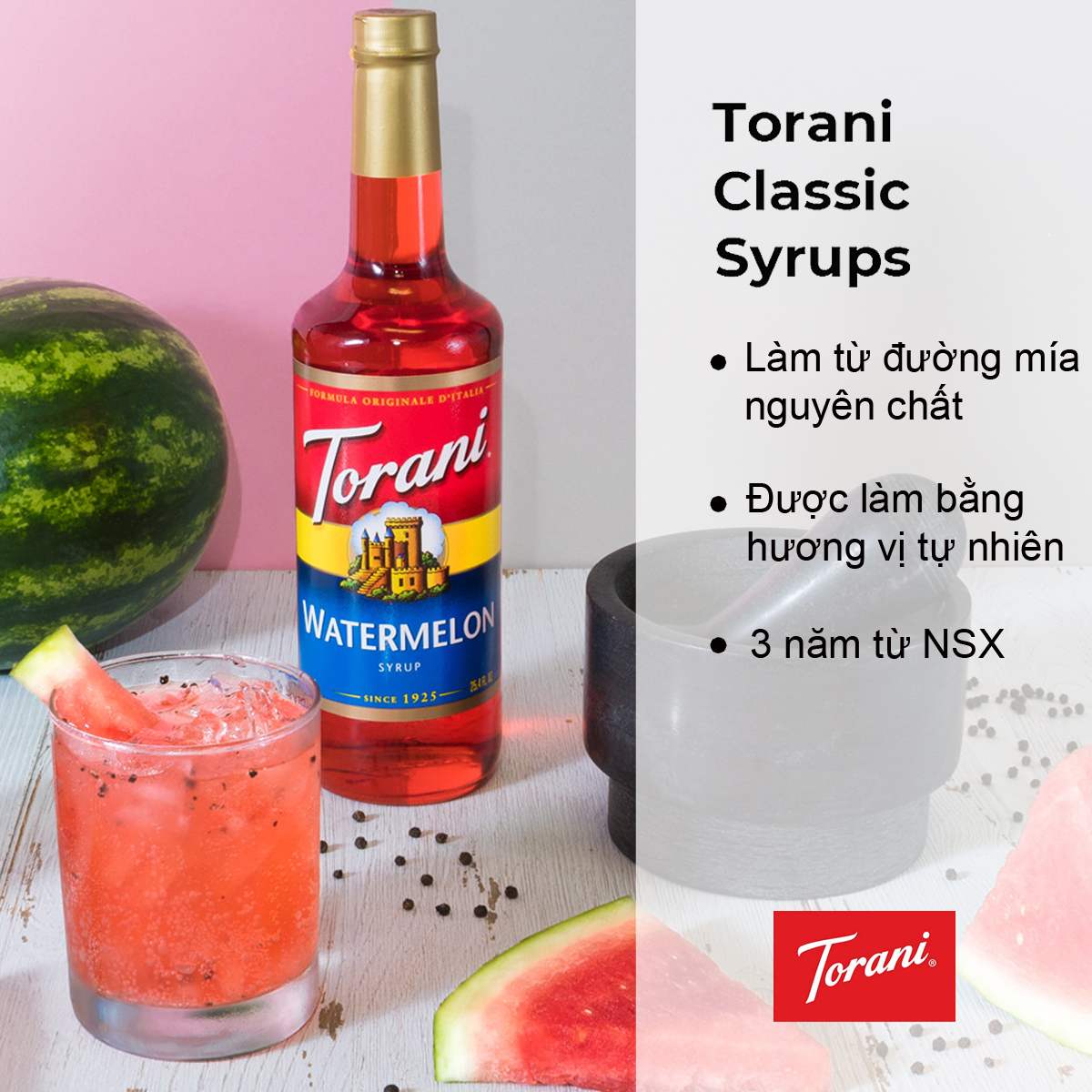 Sirô Pha Chế Vị Dưa Hấu Torani Watermelon Syrup 750ml