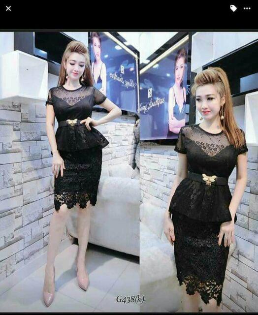 Đầm ren hoa mai váy ren bông