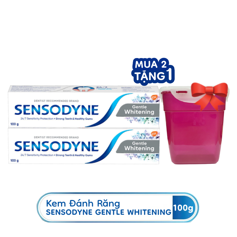 [Mua 2 Tặng 1] Bộ 2 Kem Đánh Răng Sensodyne Gentle Whitening 100g Tặng Hộp L&L (Giao ngẫu nhiên)