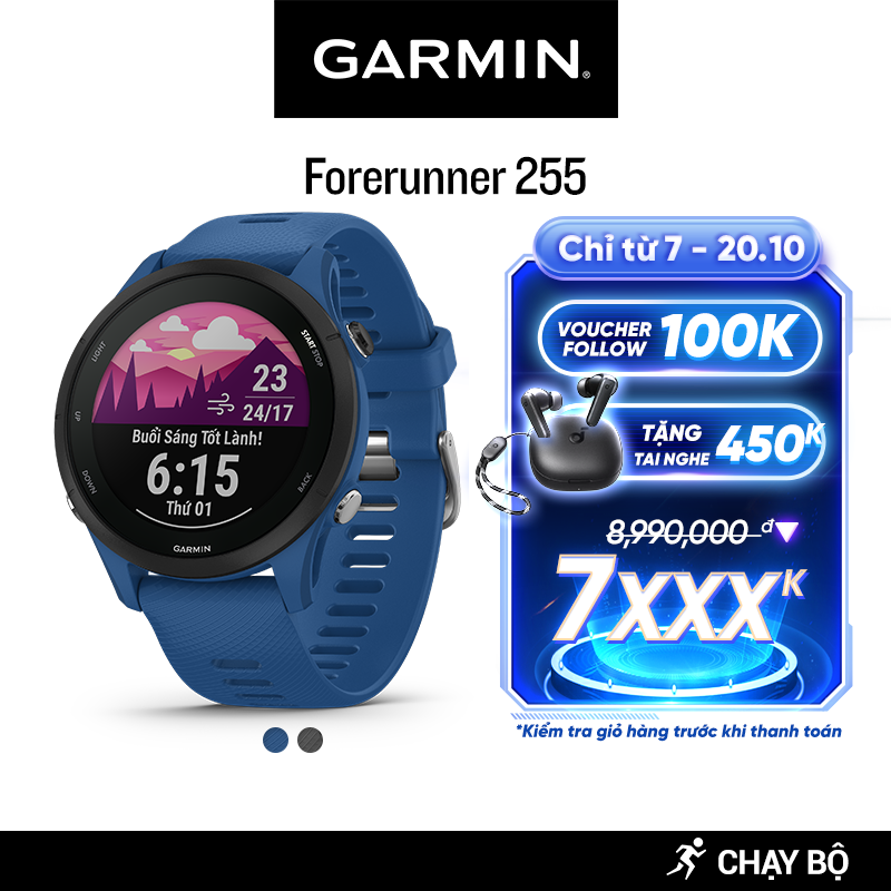 Đồng Hồ Thông Minh Garmin Forerunner 255 Basic GPS (Slate Grey) - Hàng Chính Hãng