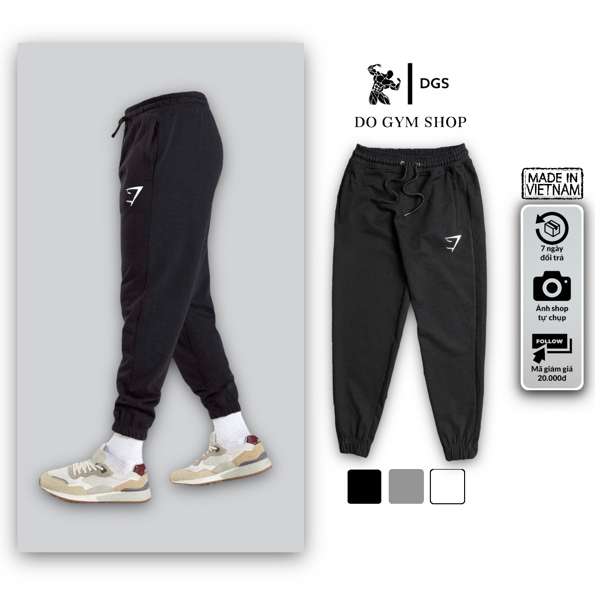 Quần jogger tập gym nam thể thao oversize DOGYMSHOP logo thêu, chất thun nỉ dày dặn QGQD4