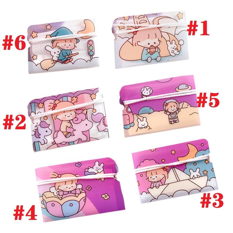 1 kẹp đựng khẩu trang chống bụi xếp gọn in hoạt hình