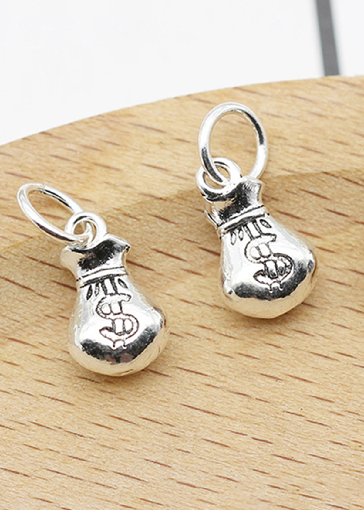 Combo 2 cái charm bạc hình túi tiền mặt treo - Ngọc Quý Gemstones