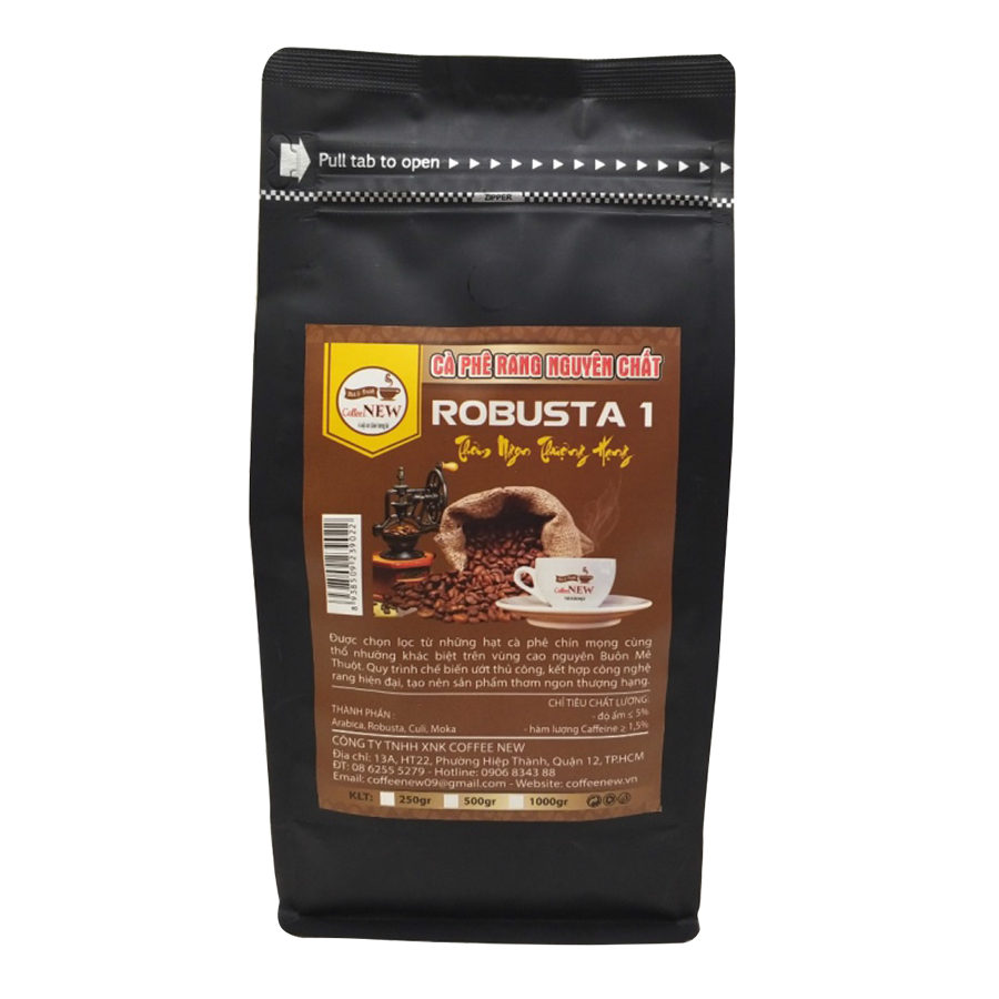 Cà Phê Rang Mộc Nguyên Chất - ROBUSTA1 - Dạng Hạt (Gói 500gr) - Coffee New