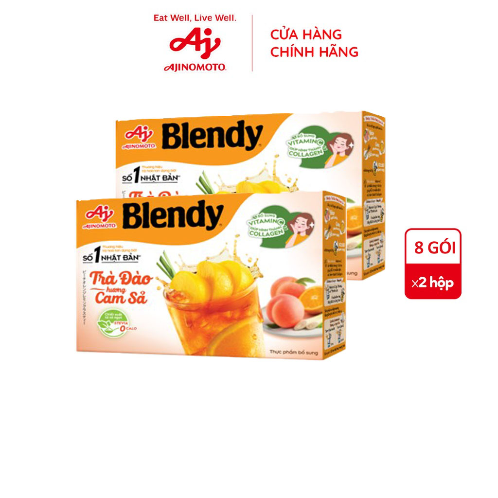 Combo 2 Trà Đào Hương Cam Sả Blendy® 11g/Gói (1 Hộp 8 Gói)