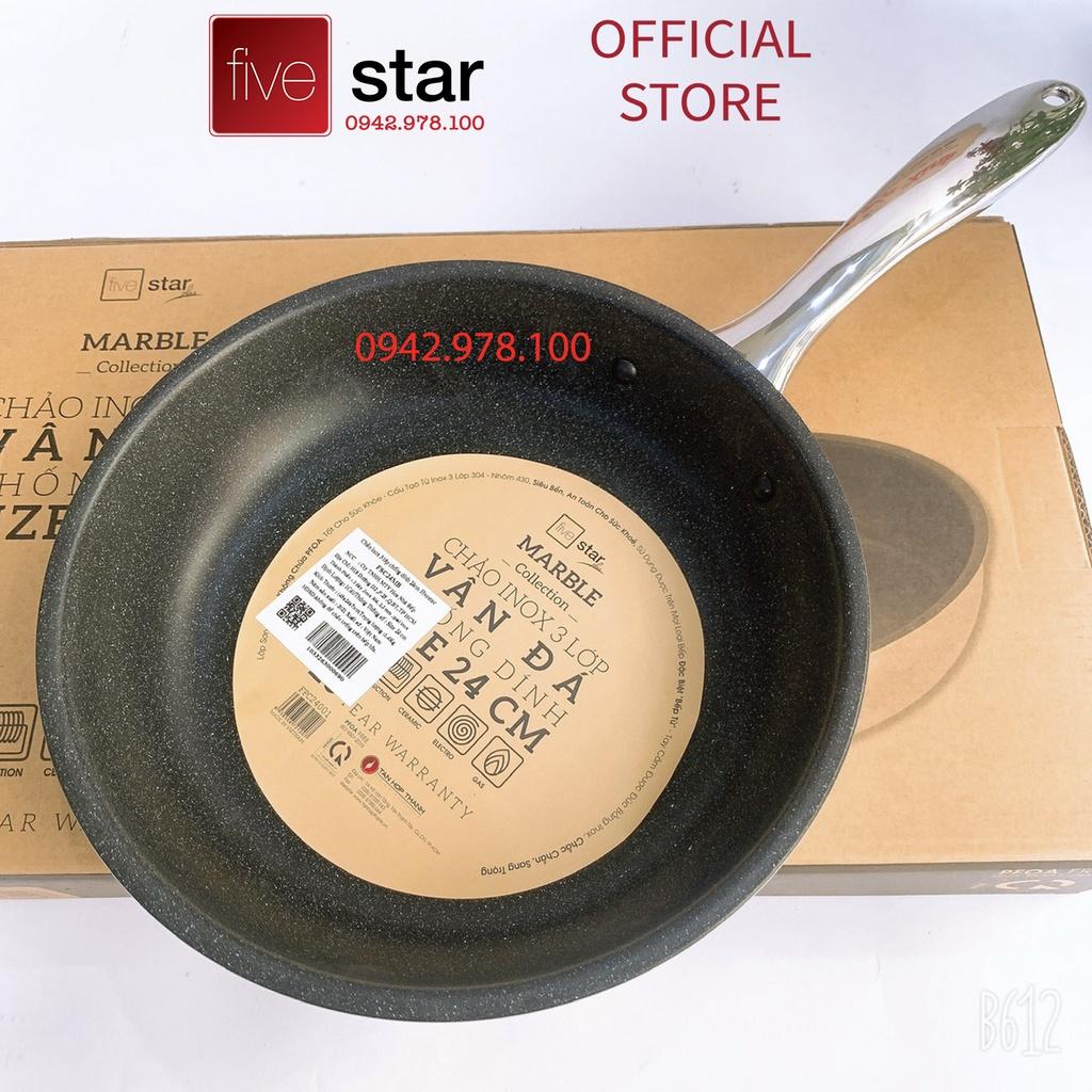 Chảo chống dính vân đá inox 304 bếp từ FiveStar Plus 3 lớp đáy liền