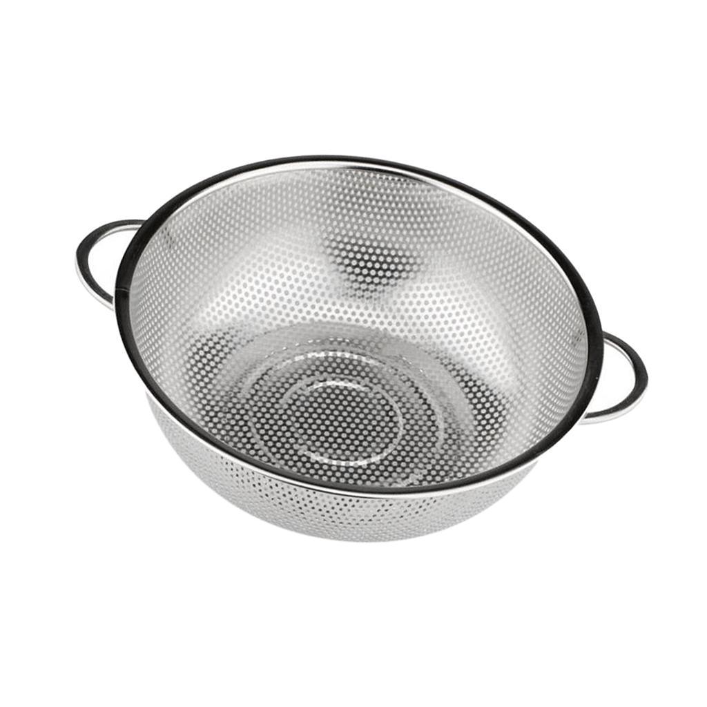 3x Stainless Steel Colander Noodles Draining Basket w/ Handles Storage
