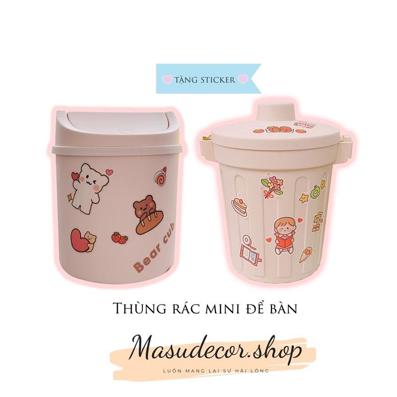 Thùng rác mini/thùng đựng văn phòng phẩm có tặng sticker