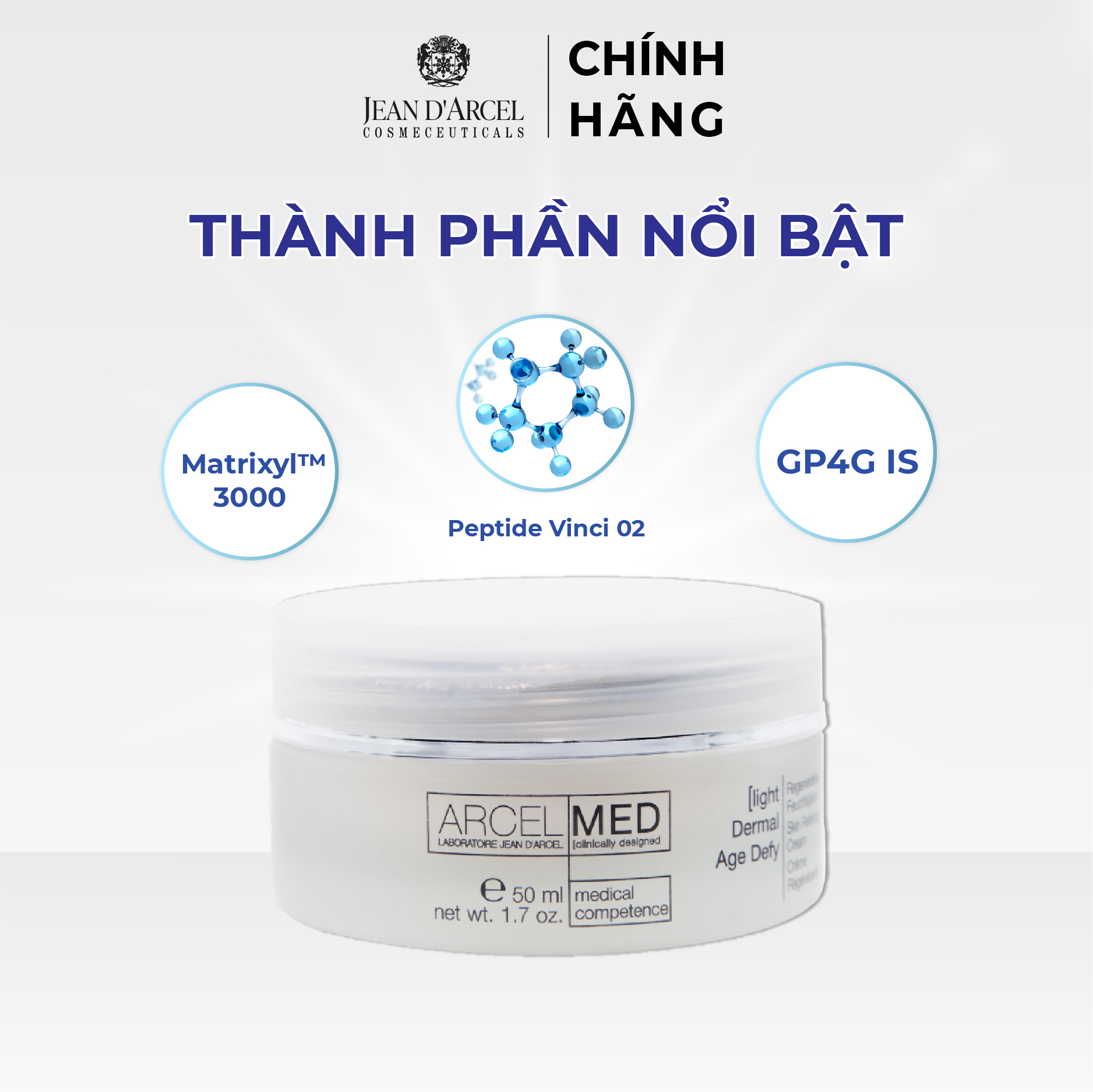 J19 Kem phục hồi da yếu hoặc bị thương tổn Arcelmed - Dermal Age Defy 50ml - JDA