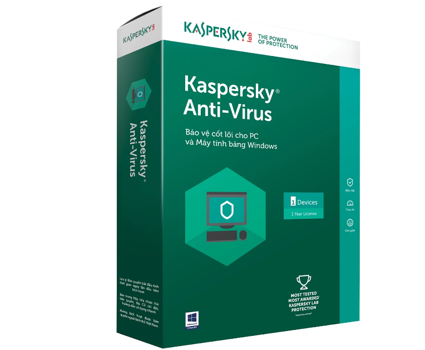 Phần mềm diệt Virus KASPERSKY ANTIVIRUS cho 1PCNăm - Phân phối Chính hãng