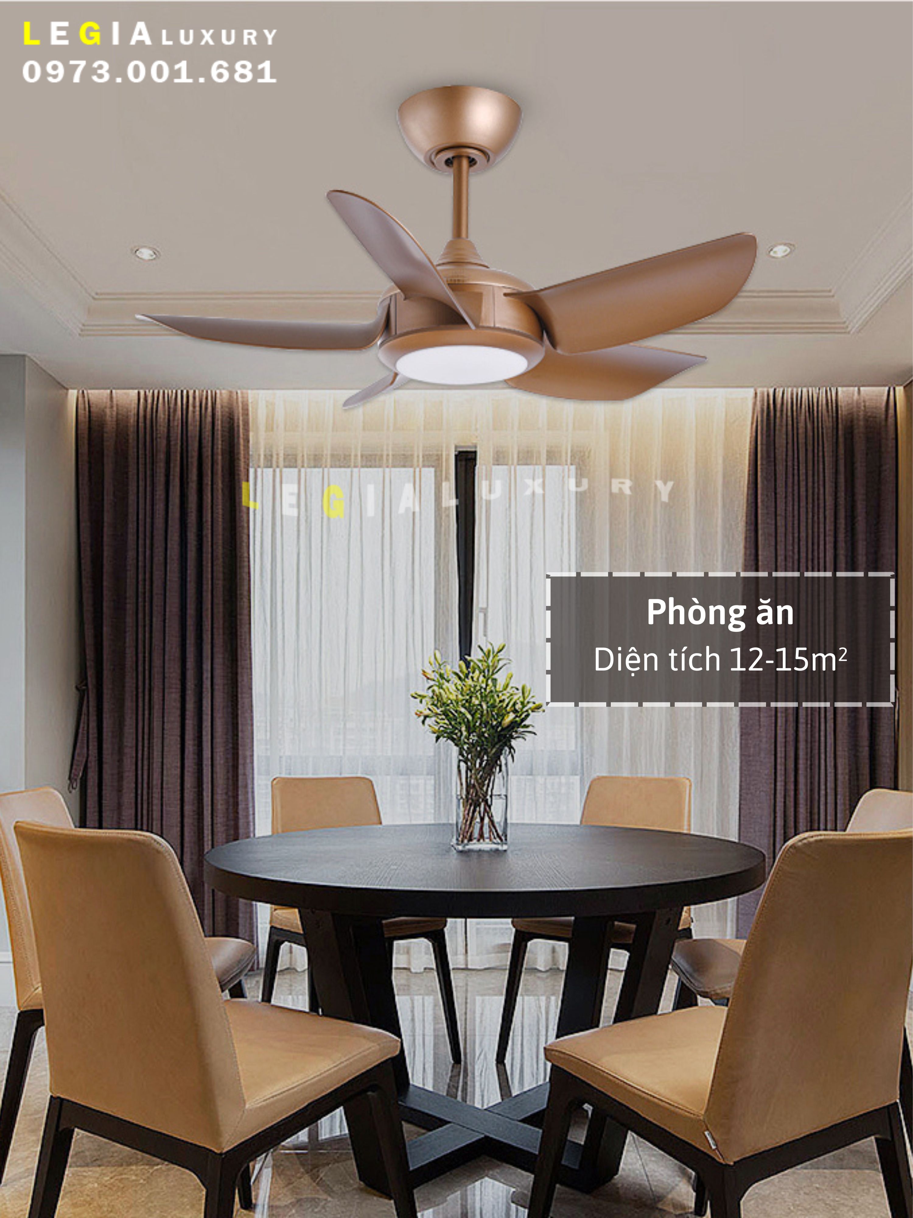 Quạt Trần Phòng Ngủ LGFAN969 | Quạt Trần Cho Bàn Ăn | Quạt trần cổ ngắn 2024 { Hàng Chính Hãng
