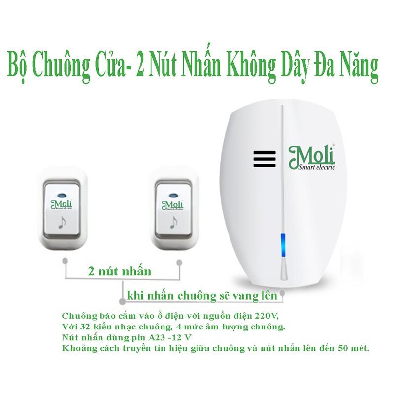 CHUÔNG CỬA KHÔNG DÂY 2 NÚT NHẤN 1 CHUÔNG - HÀNG CHÍNH HÃNG