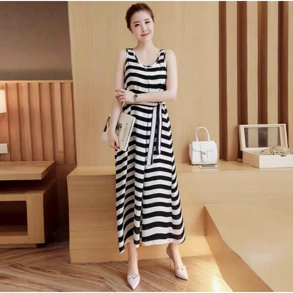 ĐẦM POLI SỌC NGANG DÁNG SUÔNG THÍCH HỢP ĐI DẠO,ĐI CHƠI,ĐI BIỂN...