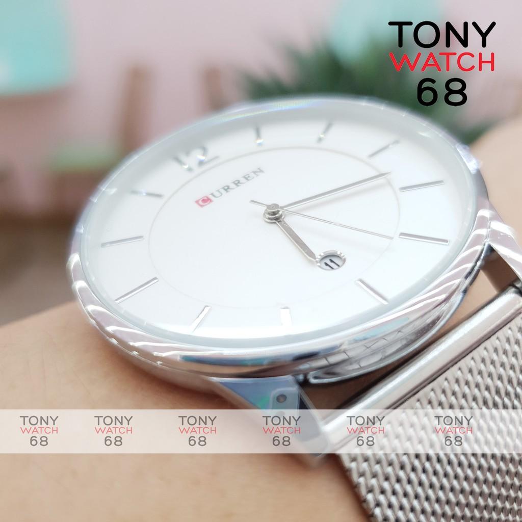 Đồng hồ nam Curren dây lụa mặt số vạch 40mm đơn giản thanh lịch chống nước chính hãng Tony Watch 68