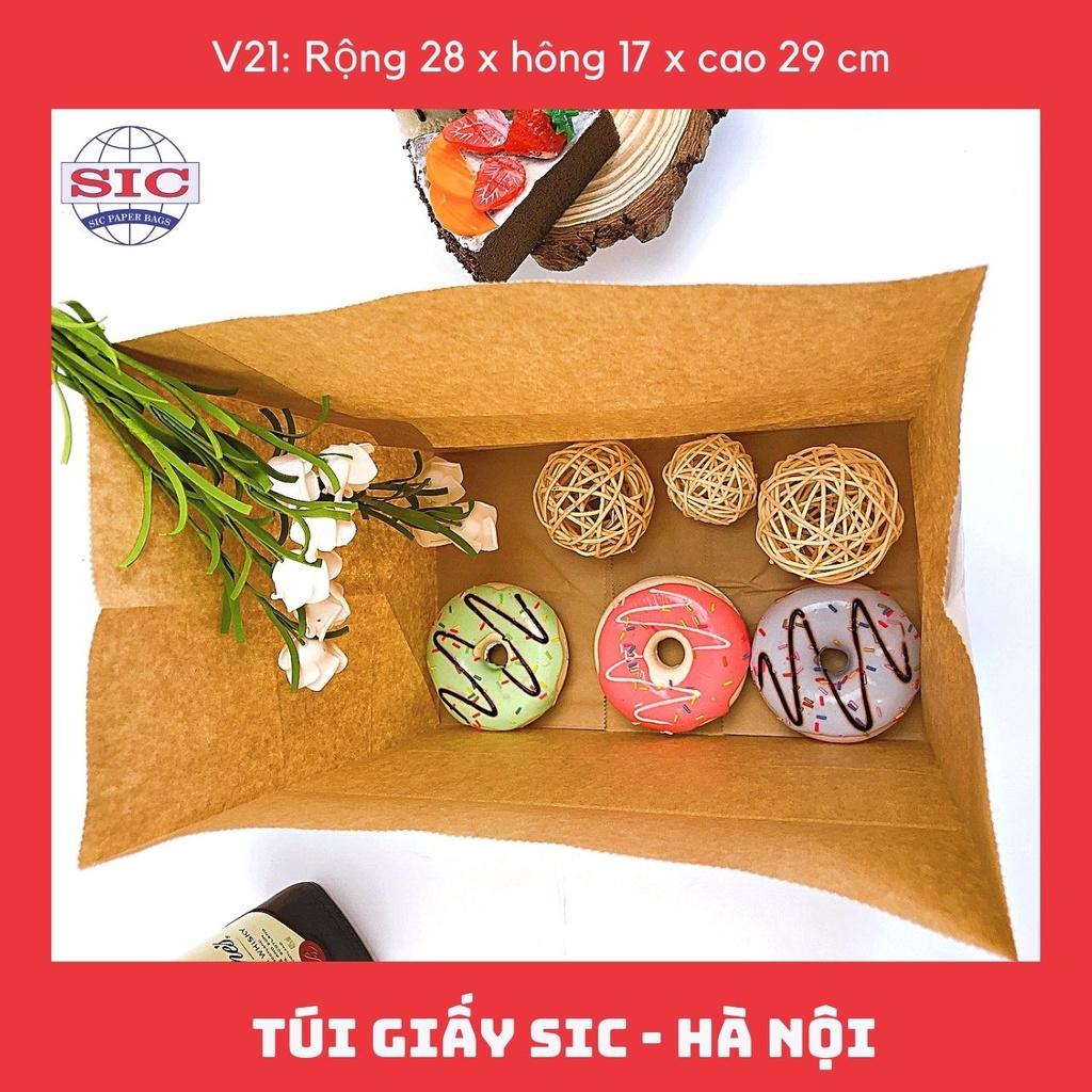 100 CHIẾC TÚI GIẤY KRAFT: V21: 28x17x29cm KHÔNG QUAI ĐỰNG ĐỒ ĂN, BÁNH, TRANG SỨC, CHÈ, CAFE ( ẢNH THẬT)