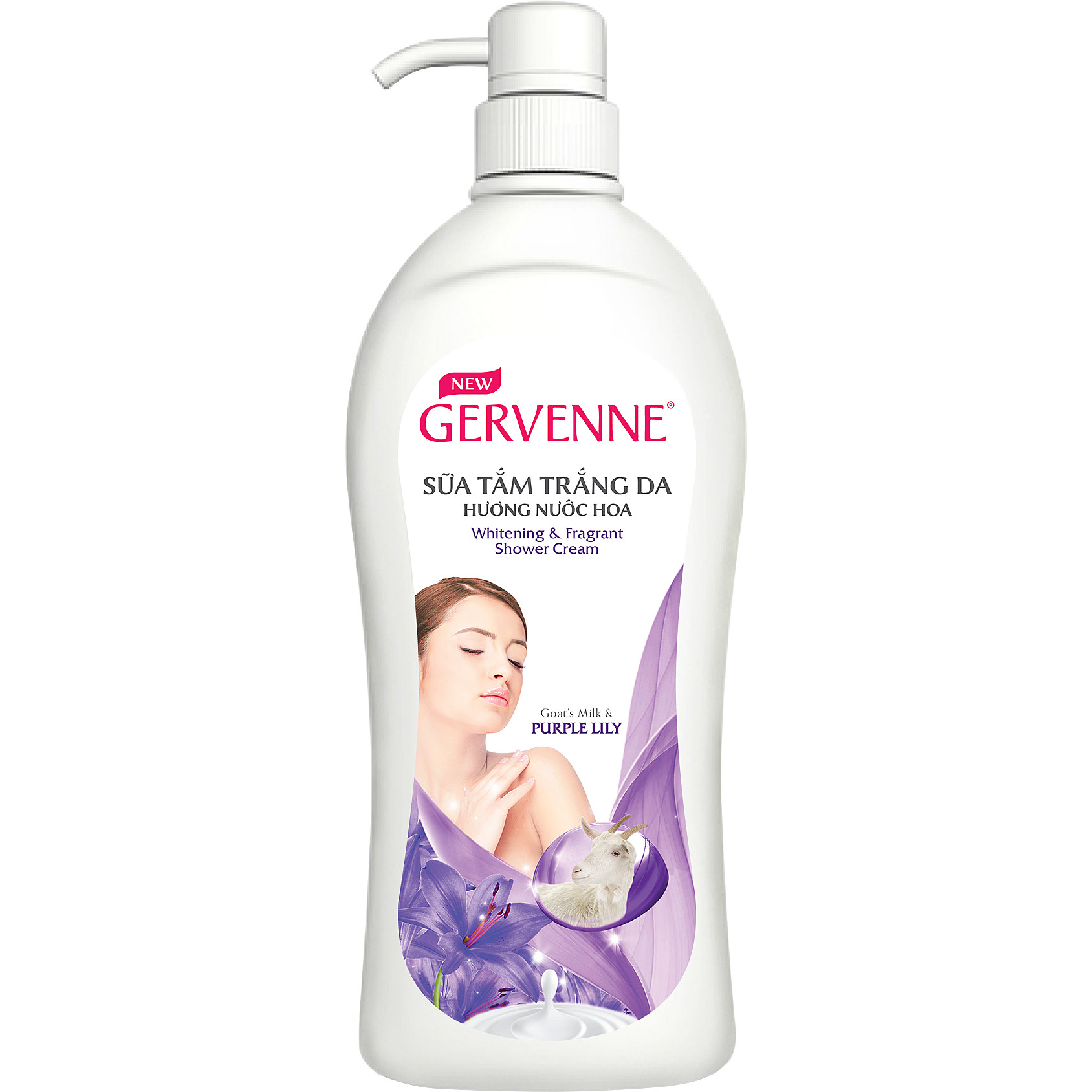 Gervenne Sữa tắm Trắng da Hương nước hoa Purple Lily 1200g