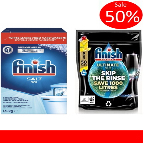 Combo viên rửa bát Finish quantum ultimate 100V + 1.5kg muối rửa bát finish chuyên dùng cho máy rửa bát