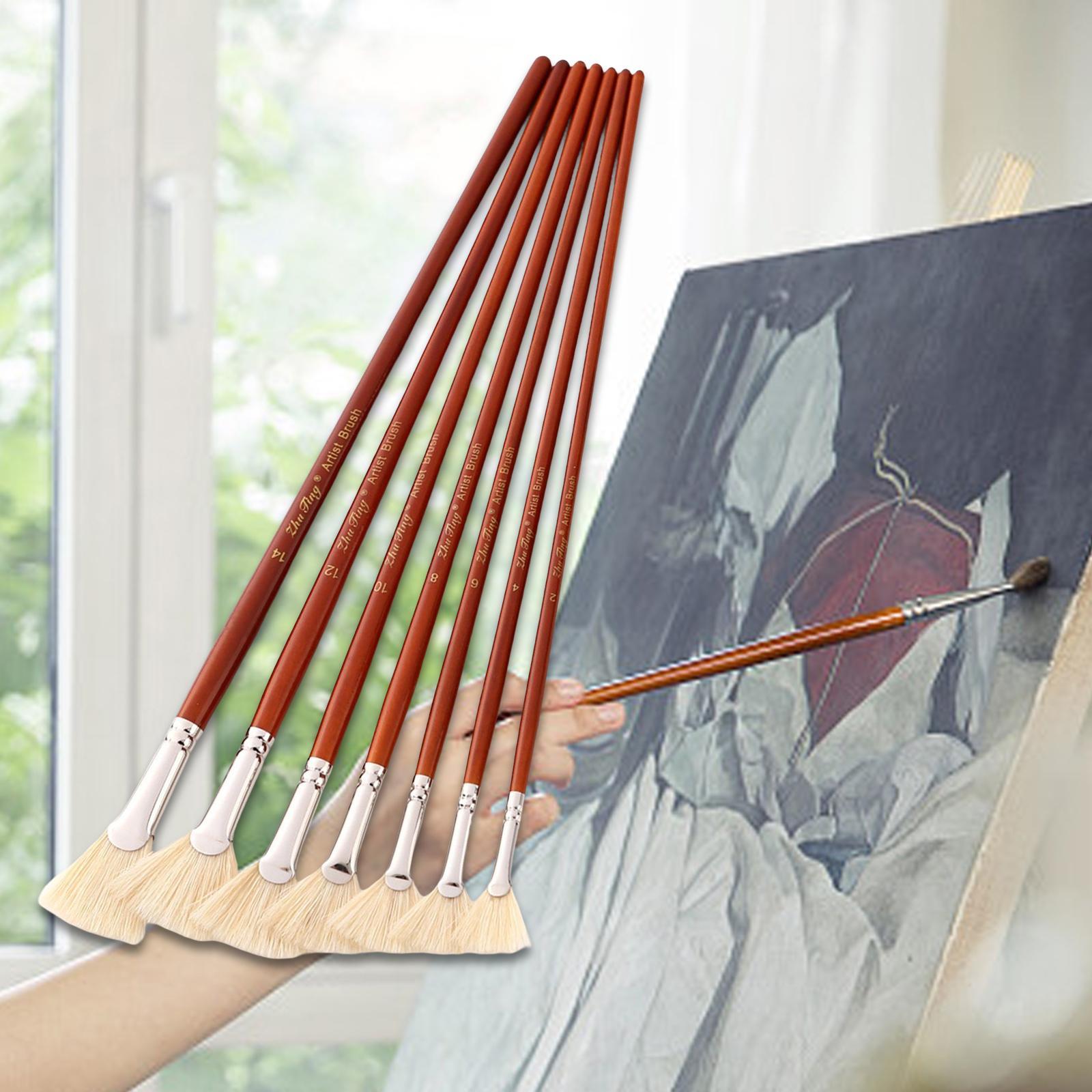 7x Professional Watercolor Paint Brush Pen Set Portable Wooden Handle Body Paint Tools Acrylic Painting Brushes for Kids Adults Supplies