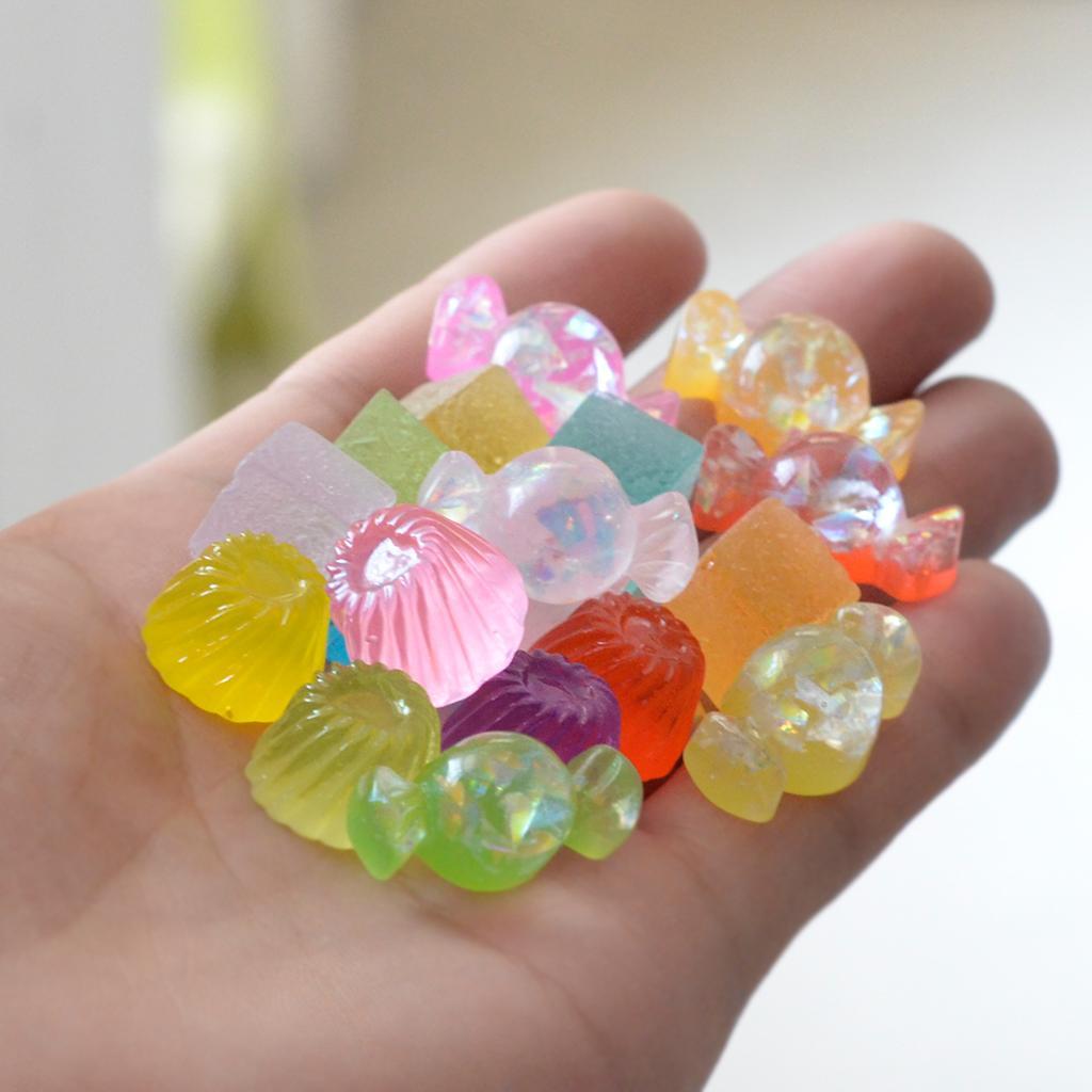 30Pcs Resin Candy Buttons Mixed Cabochon for DIY Phone Case Decor Key Rings