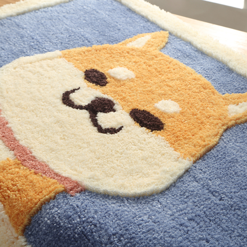 Tham lau chân - Thảm chân hình chú chó shiba 45x65cm cao cấp, chất liệu cotton thấm hút nước tốt - Chính hãng Henrysa