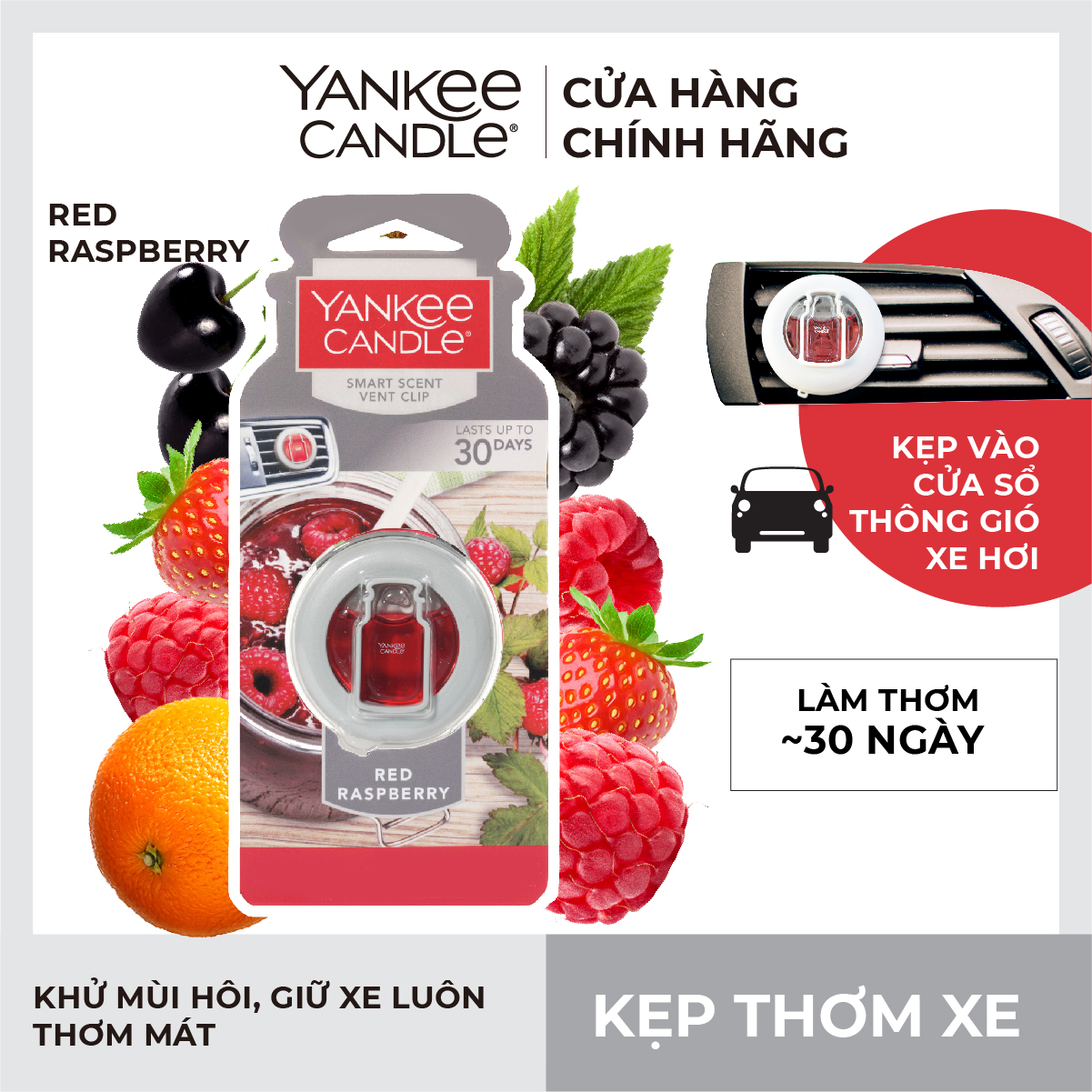 Kẹp thơm xe Yankee Candle - Red Rashberry