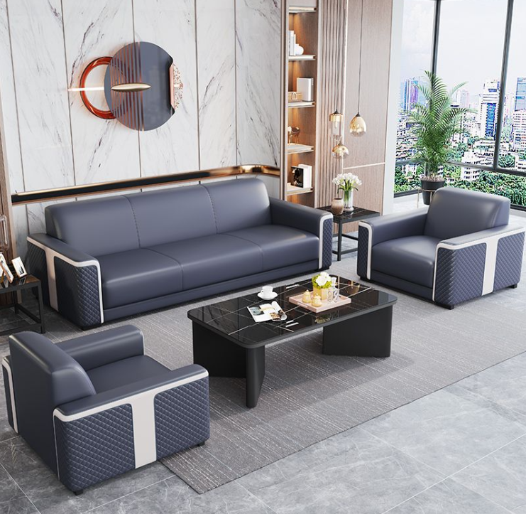 Bộ sofa bọc da văn phòng cao cấp Juno Sofa kèm ghế đơn HVPCT-17